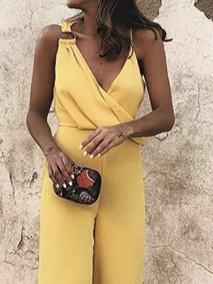 Valenzora | Women's Playsuits Casual V-Neck Sling Sleeveless Playsuit