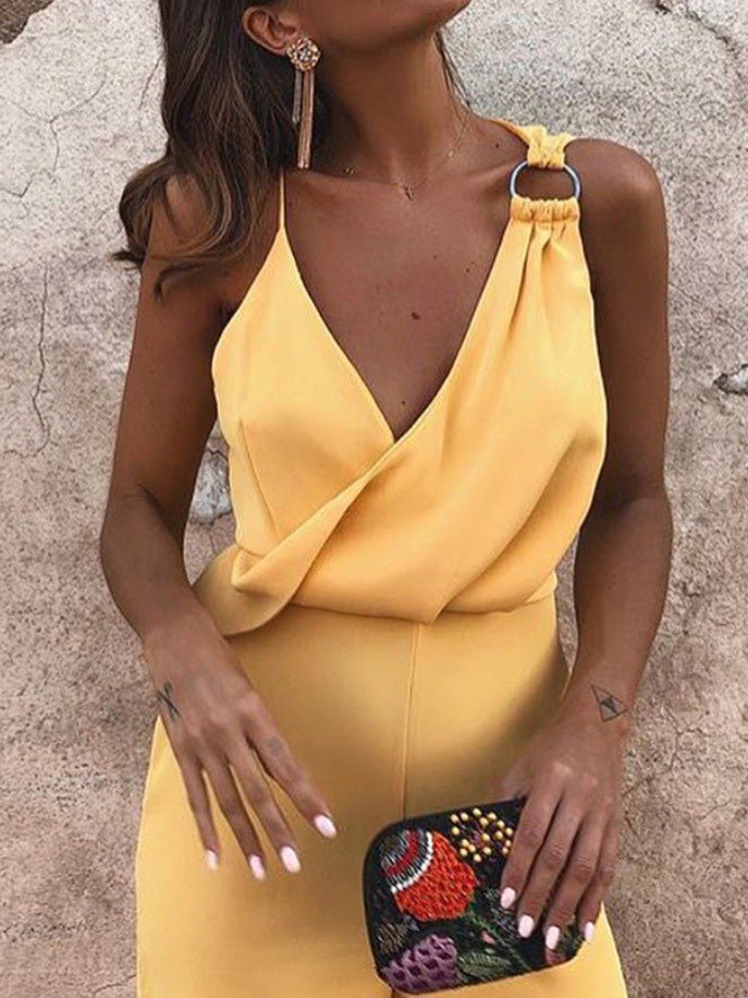 Valenzora | Women's Playsuits Casual V-Neck Sling Sleeveless Playsuit