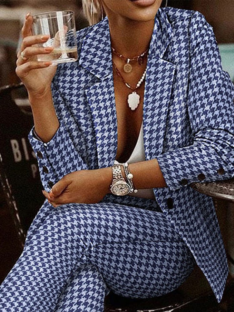 Valenzora | Zweiteiler Damen-Blazer und -Hose mit Karomuster