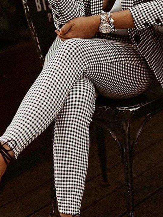 Valenzora | Zweiteiler Damen-Blazer und -Hose mit Karomuster