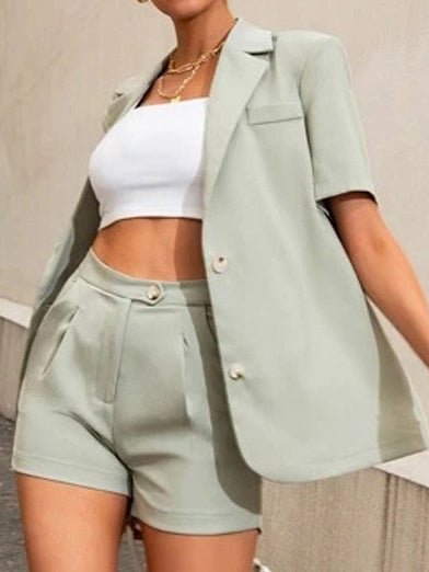 Valenzora | Damen-Set bestehend aus Blazer und hochgeschnittenen Shorts, 2-teiliges Set