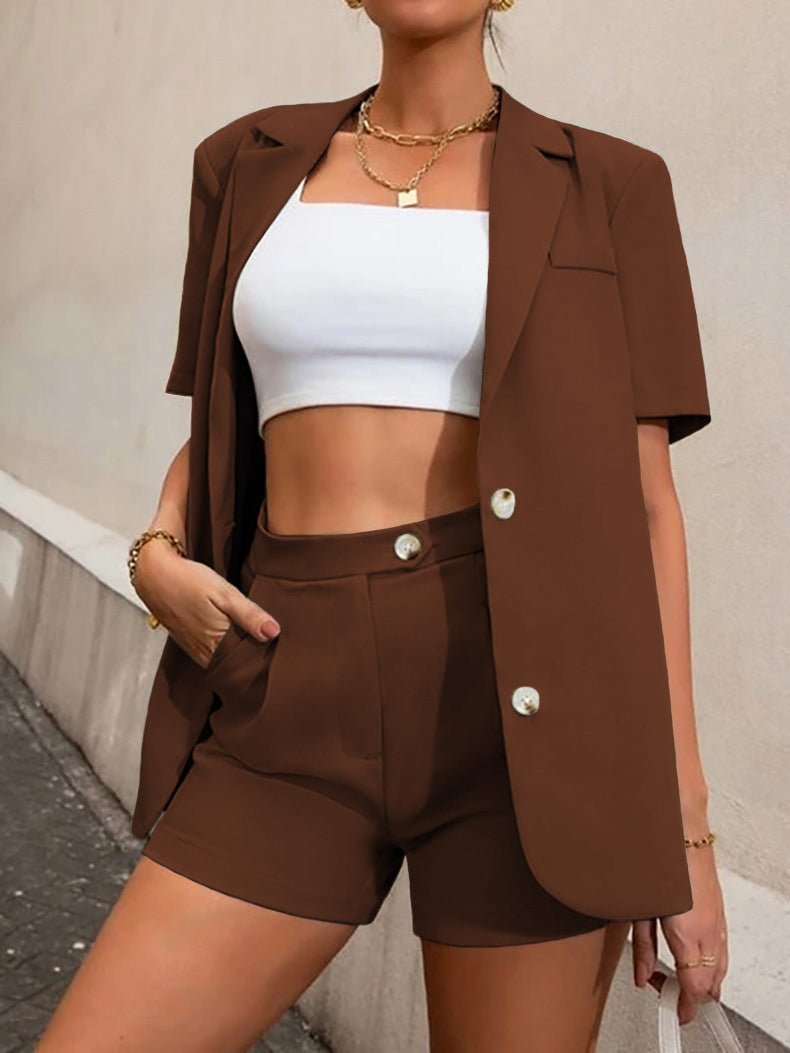 Valenzora | Damen-Set bestehend aus Blazer und hochgeschnittenen Shorts, 2-teiliges Set