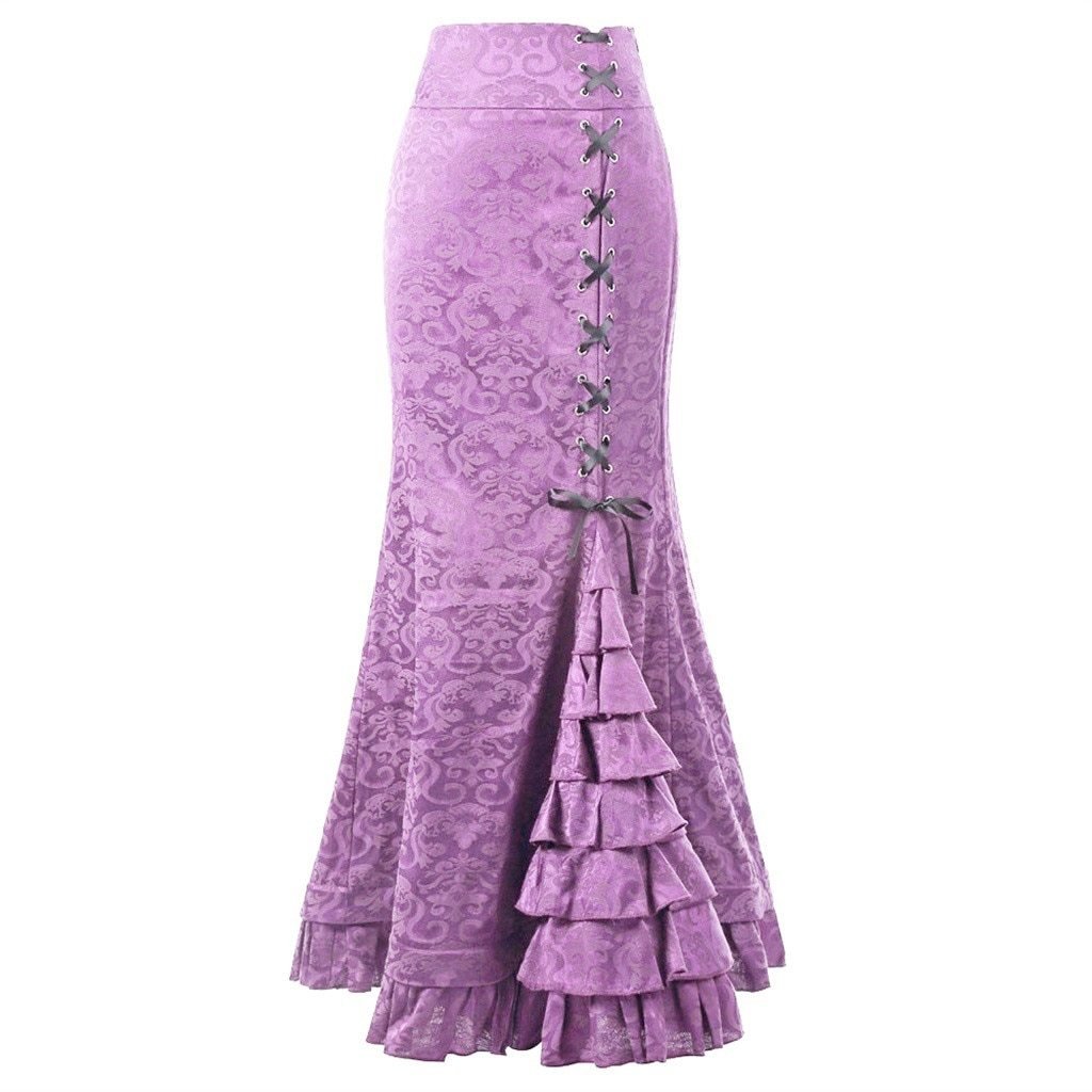 Valenzora | Women's Mermaid Long Ruffle Slim Fit Fishtail Lace-up Skirt