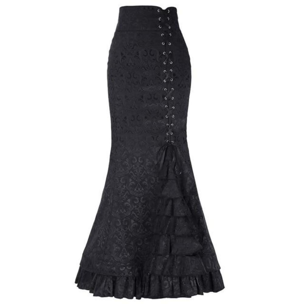 Valenzora | Women's Mermaid Long Ruffle Slim Fit Fishtail Lace-up Skirt
