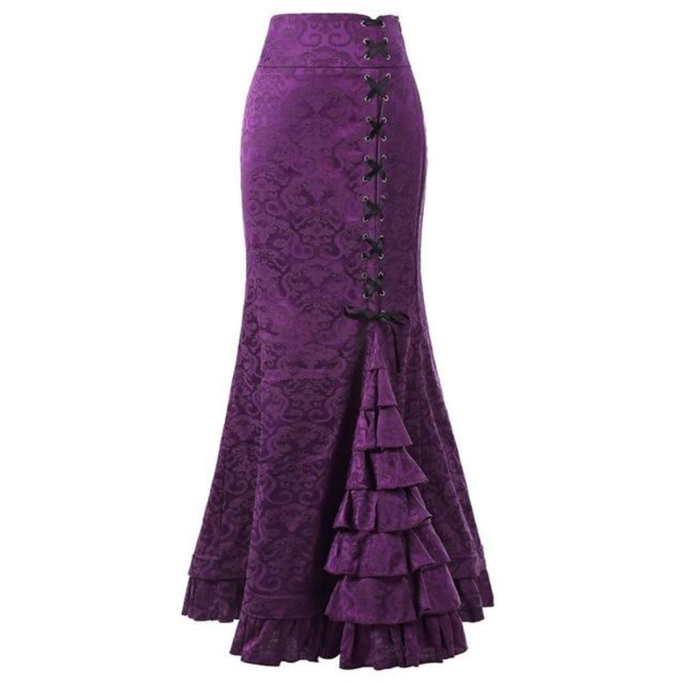 Valenzora | Women's Mermaid Long Ruffle Slim Fit Fishtail Lace-up Skirt