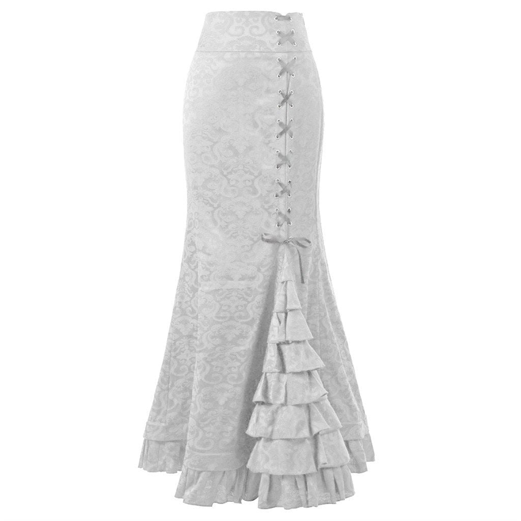 Valenzora | Women's Mermaid Long Ruffle Slim Fit Fishtail Lace-up Skirt