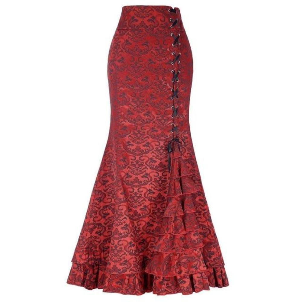 Valenzora | Women's Mermaid Long Ruffle Slim Fit Fishtail Lace-up Skirt