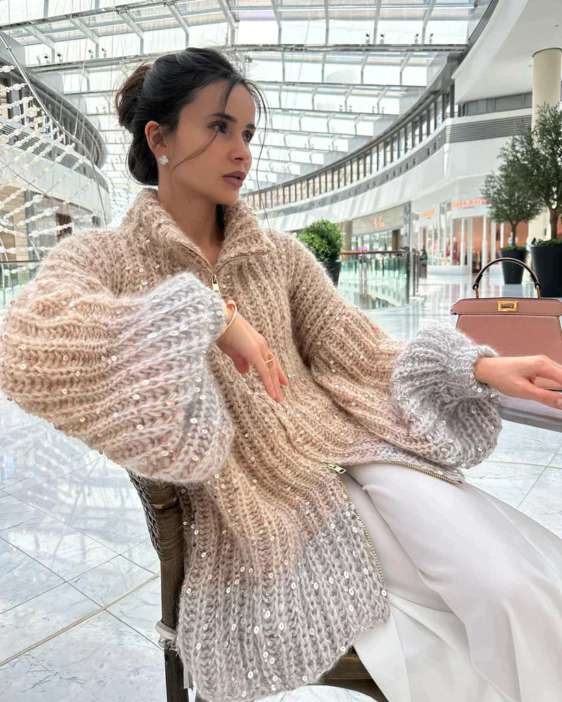 Valenzora Knitted pullover jacket with sequins