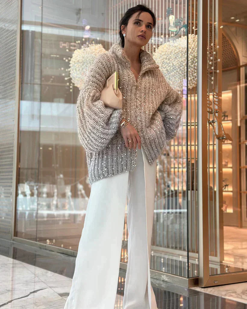 Valenzora Knitted pullover jacket with sequins