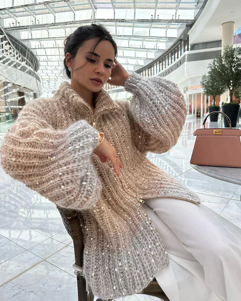 Valenzora Knitted pullover jacket with sequins