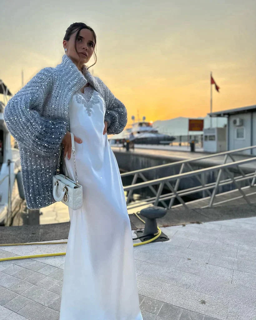 Valenzora Knitted pullover jacket with sequins