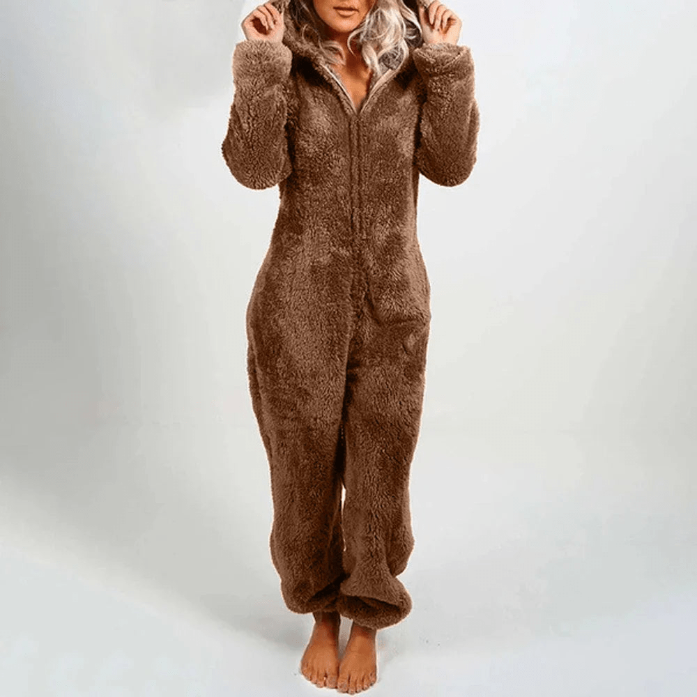 Valenzora | Verspielter Teddybär Damen Overall Weicher Plüsch Pyjama