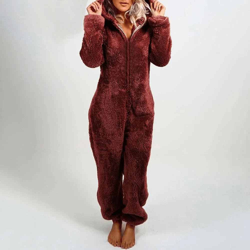 Valenzora | Verspielter Teddybär Damen Overall Weicher Plüsch Pyjama