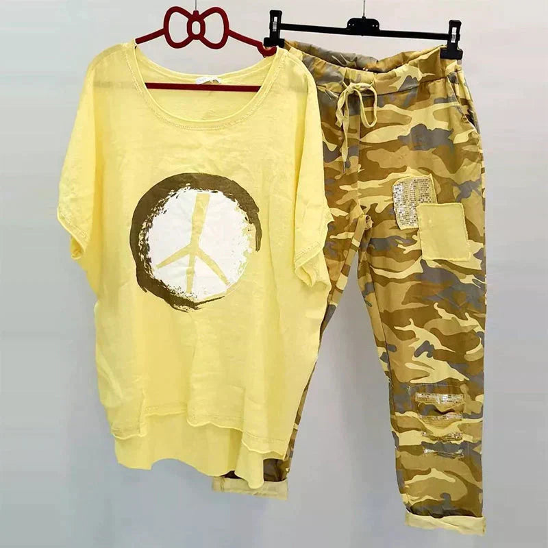 Valenzora | Two-piece camouflage outfit for women - trendy outfit