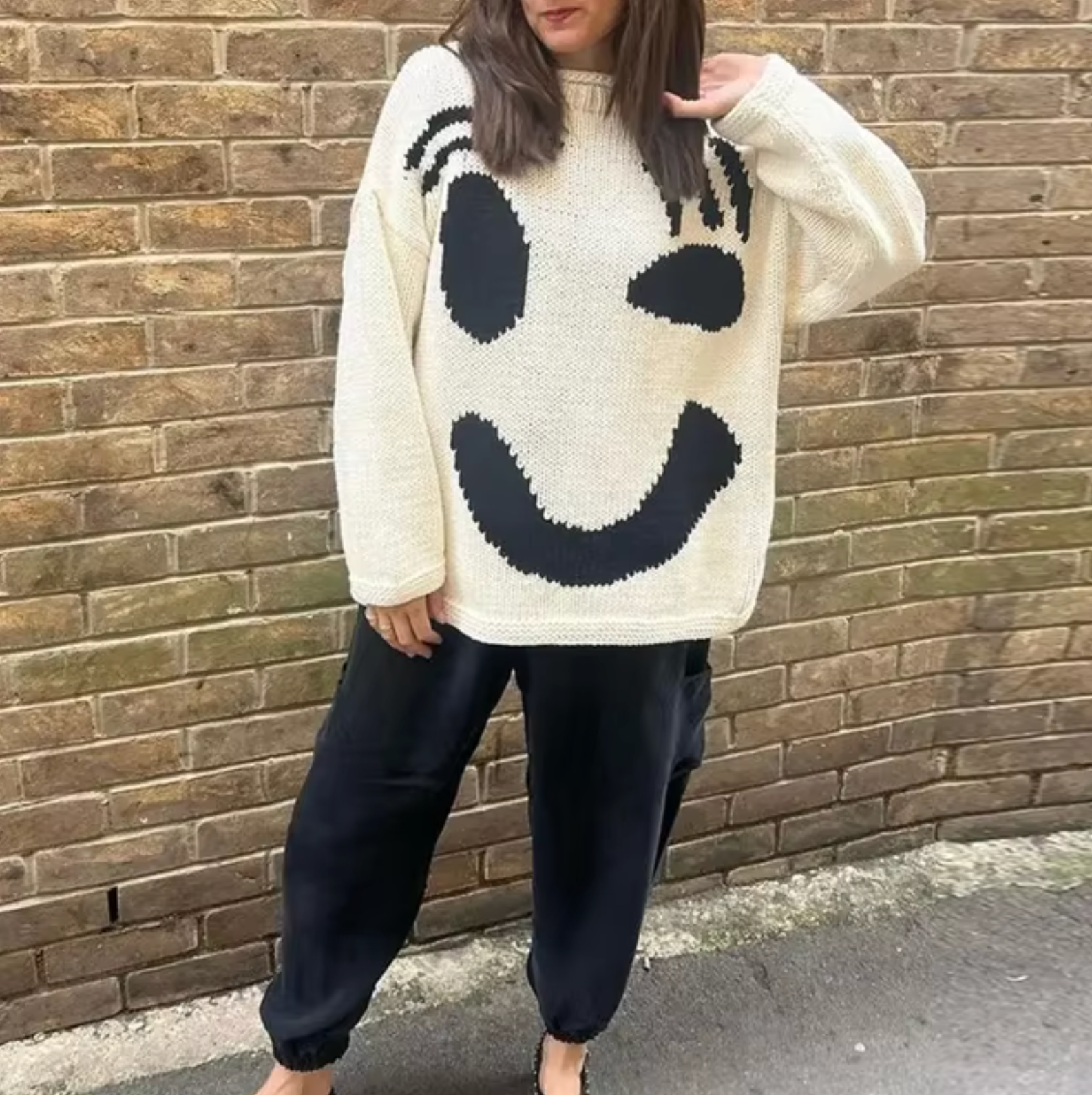– Oversized cotton knit sweater